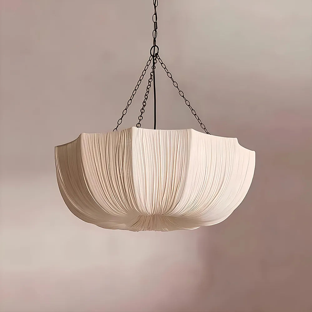 French Vintage Pleated Fabric Pendant Light Wabi-sabi Chandelier