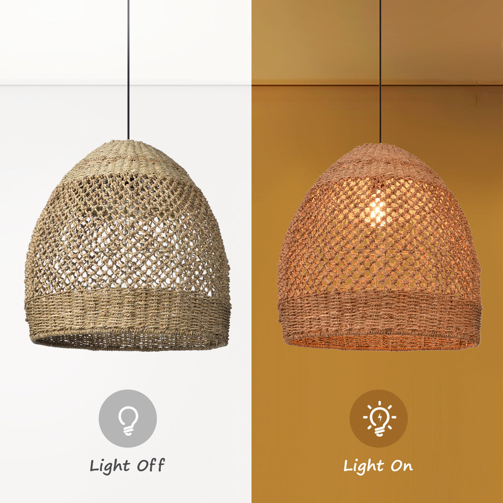 Wabi-sabi Seagrass Pendant Rattan Hanging Light For Kitchen