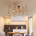 6-Lights Brown Spherical Cage Rope Pendant Lighting