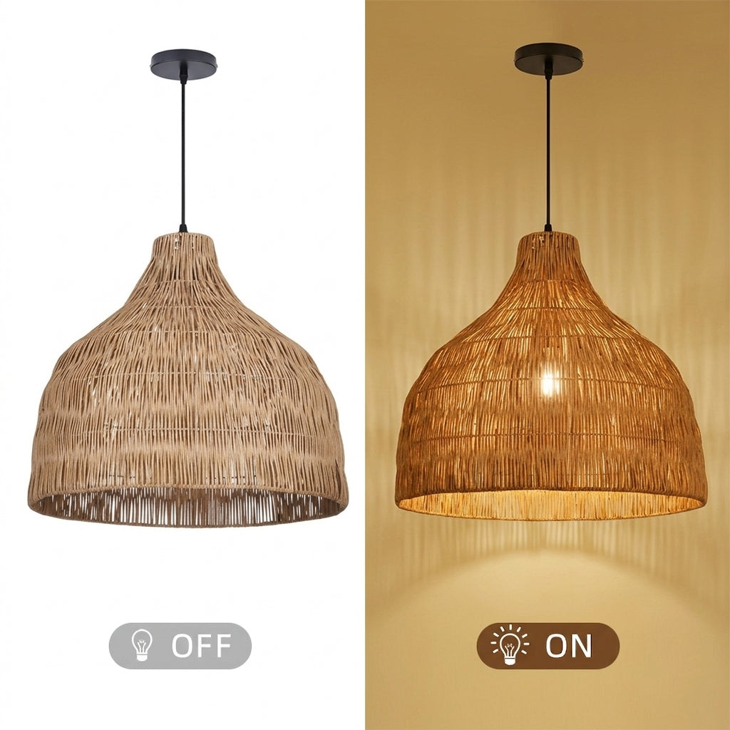 Japanese Rattan Pendant Light Minimalist Zen Dining Room Lamp