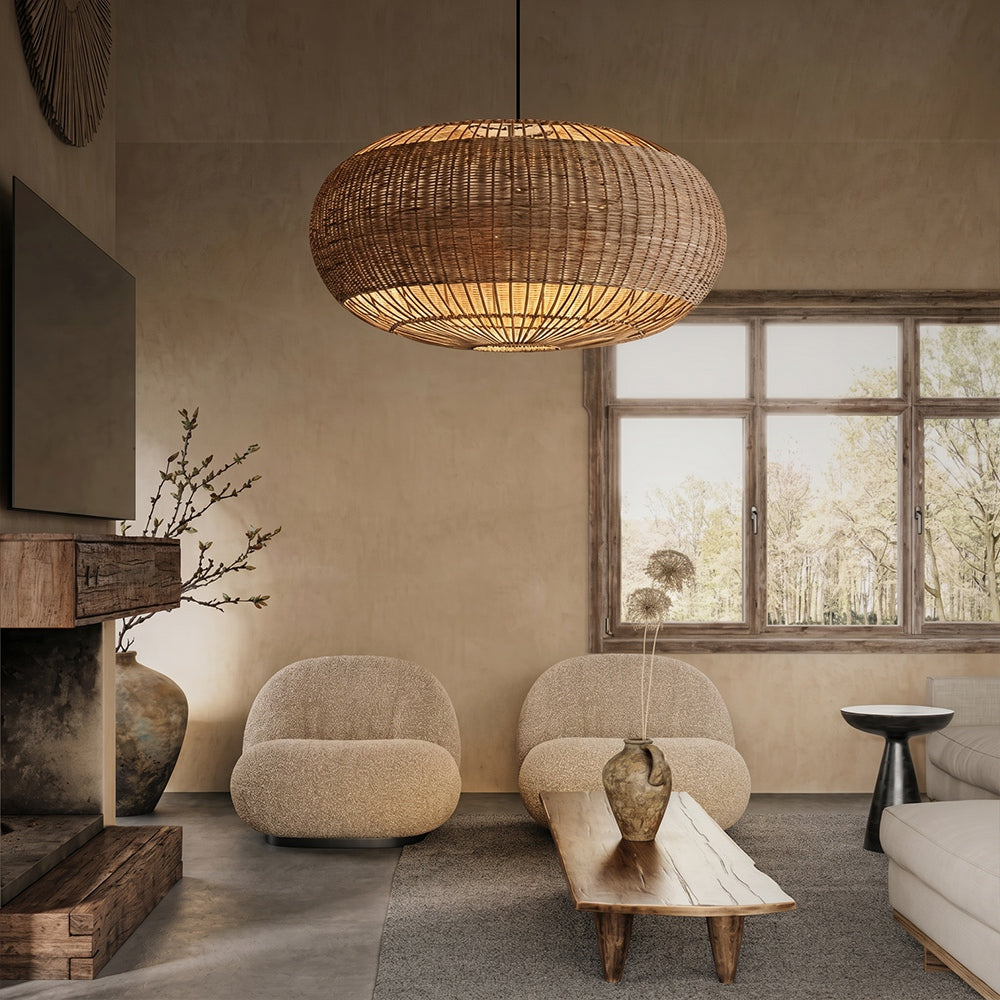 Coastal Rattan Kitchen Island Pendan Wabi-Sabi Natural Chandelier