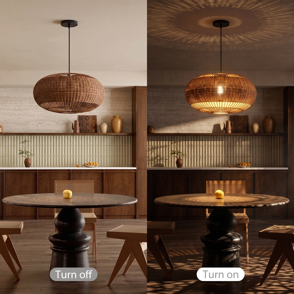 Coastal Rattan Kitchen Island Pendan Wabi-Sabi Natural Chandelier