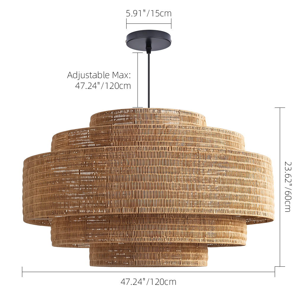Large Natural Rattan Pendant Light Handwoven Boho Ceiling Light