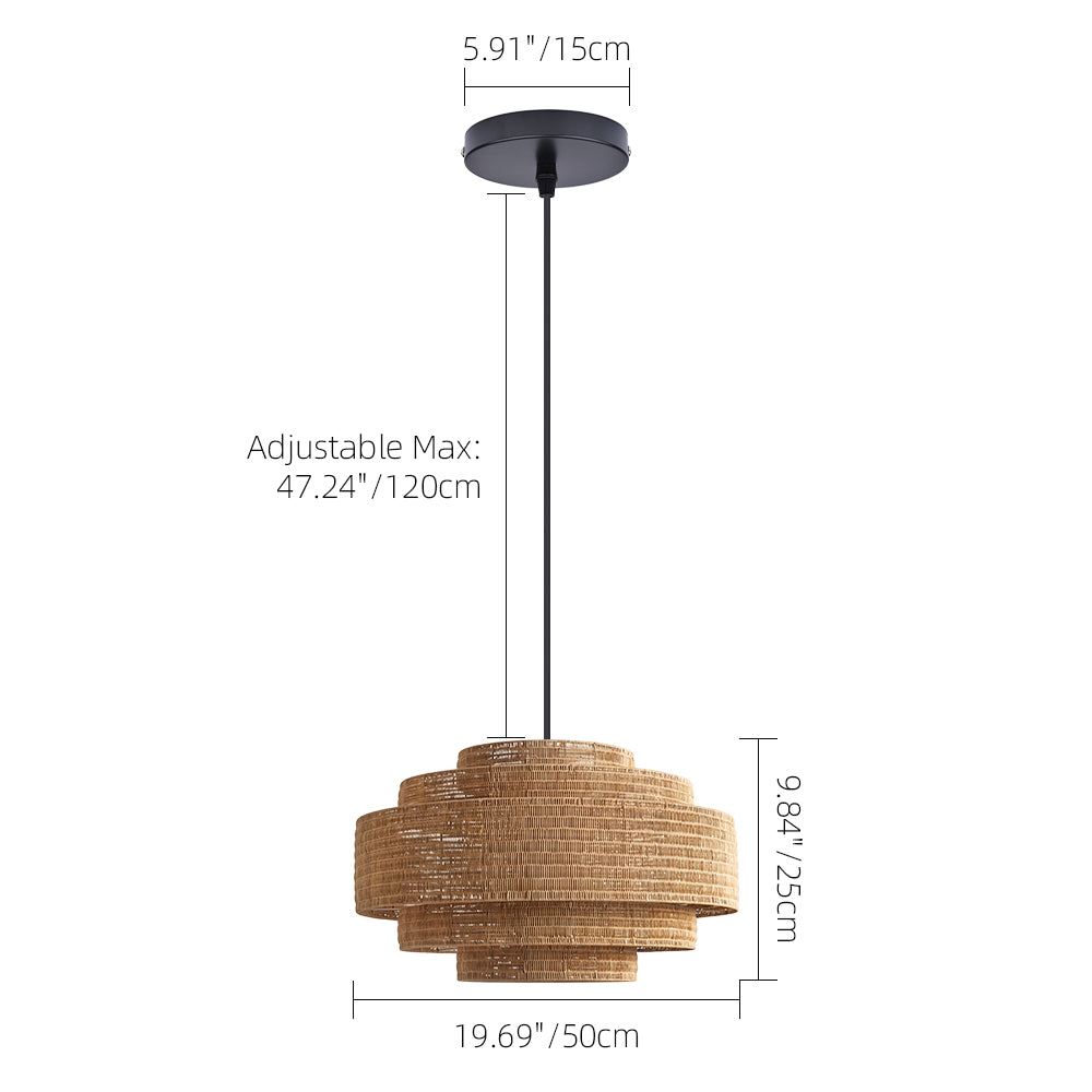 Large Natural Rattan Pendant Light Handwoven Boho Ceiling Light