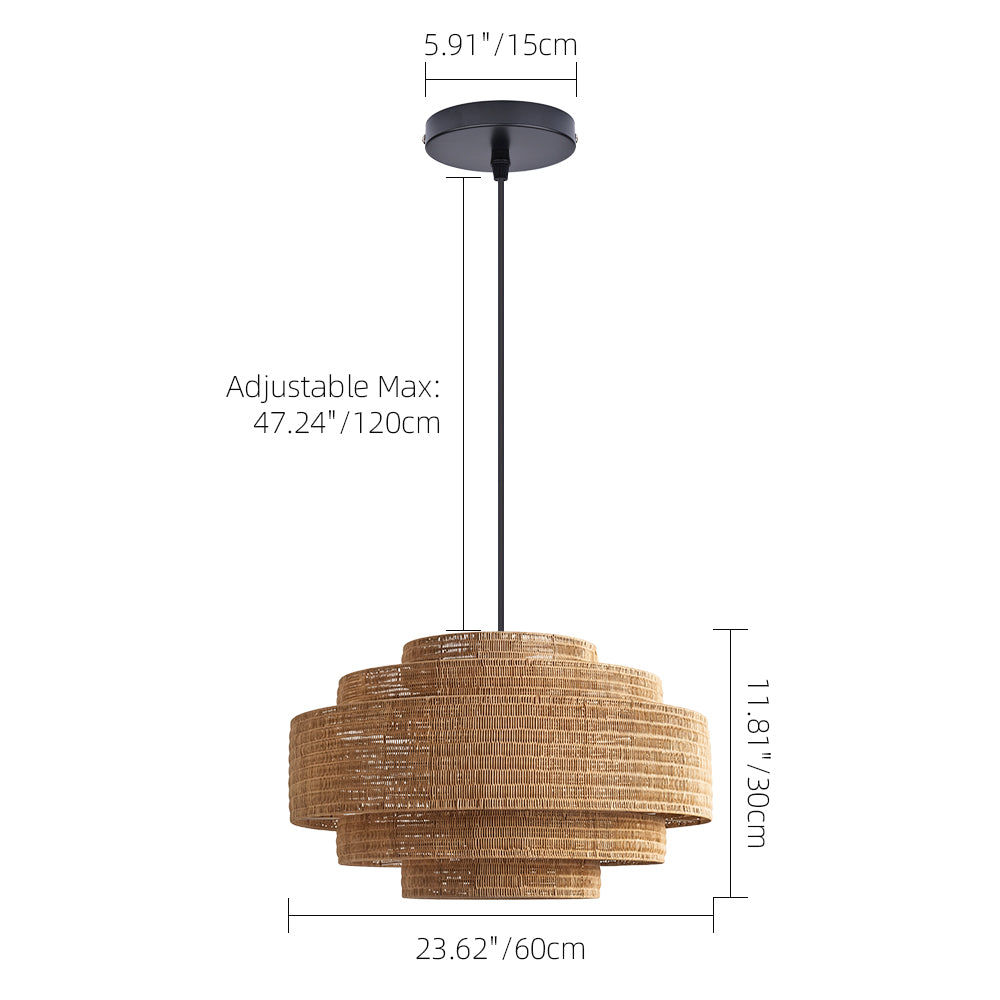 Large Natural Rattan Pendant Light Handwoven Boho Ceiling Light