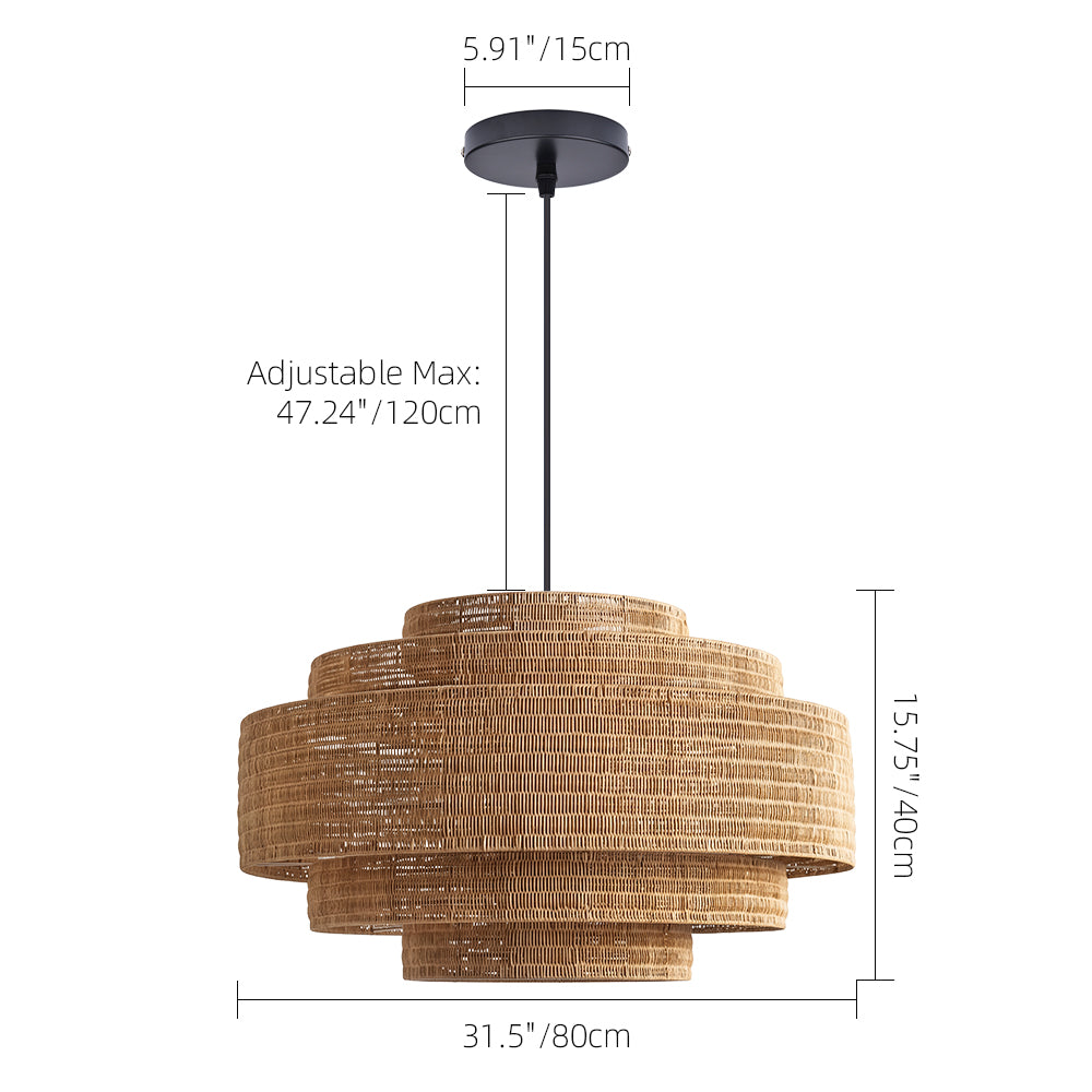 Large Natural Rattan Pendant Light Handwoven Boho Ceiling Light