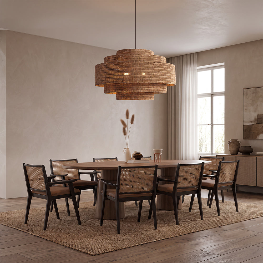 Large Natural Rattan Pendant Light Handwoven Boho Ceiling Light