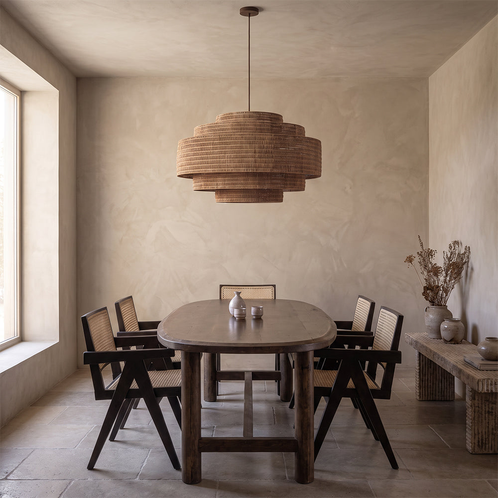 Large Natural Rattan Pendant Light Handwoven Boho Ceiling Light