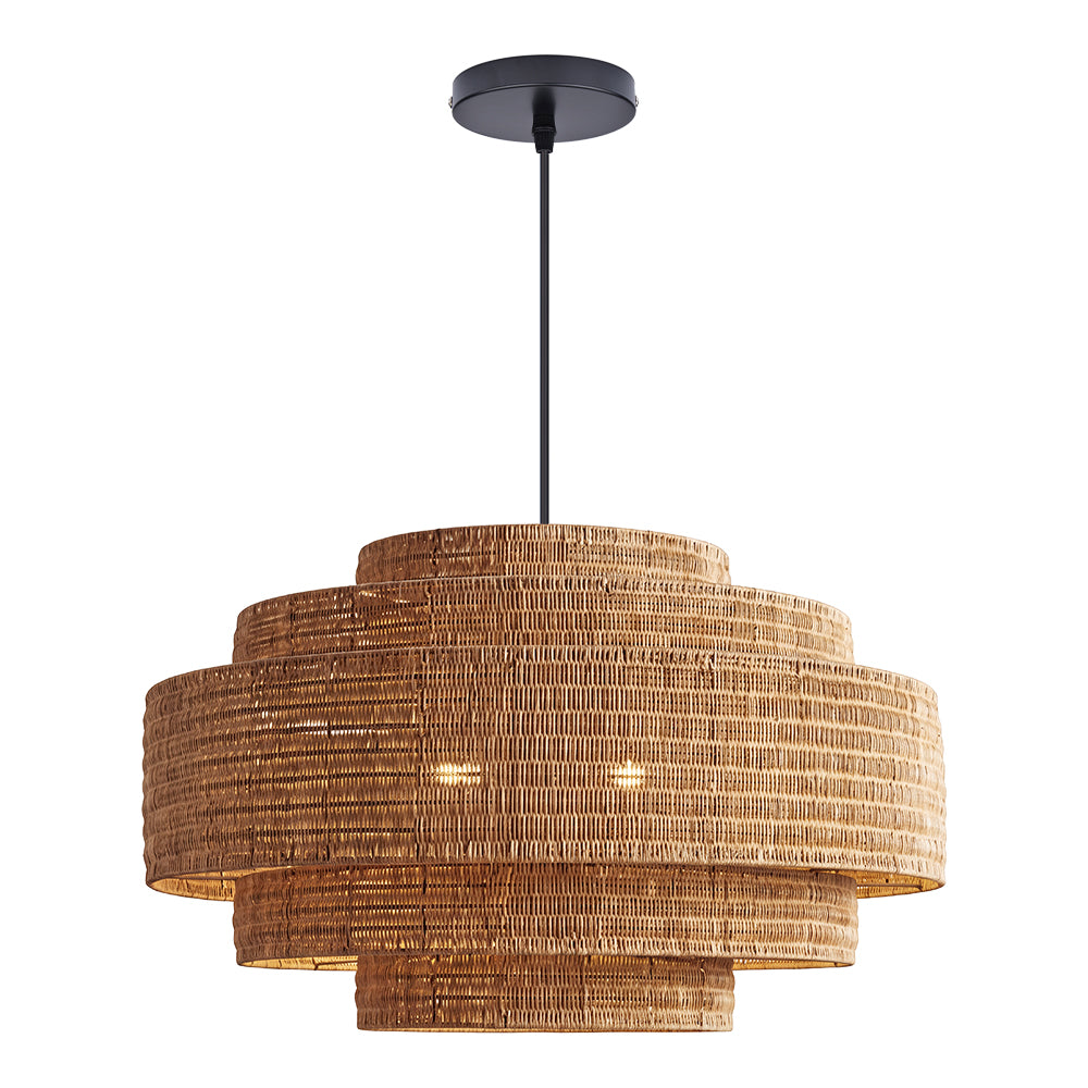 Large Natural Rattan Pendant Light Handwoven Boho Ceiling Light