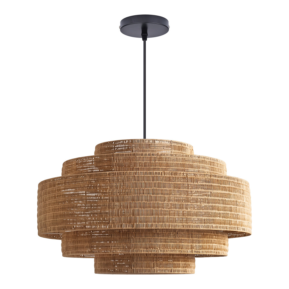 Large Natural Rattan Pendant Light Handwoven Boho Ceiling Light