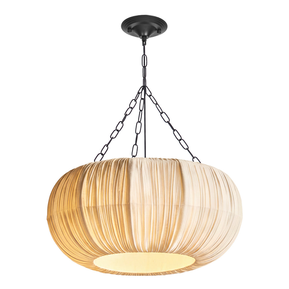 French Vintage Pleated Fabric Pendant Minimalist Linen Chandelier