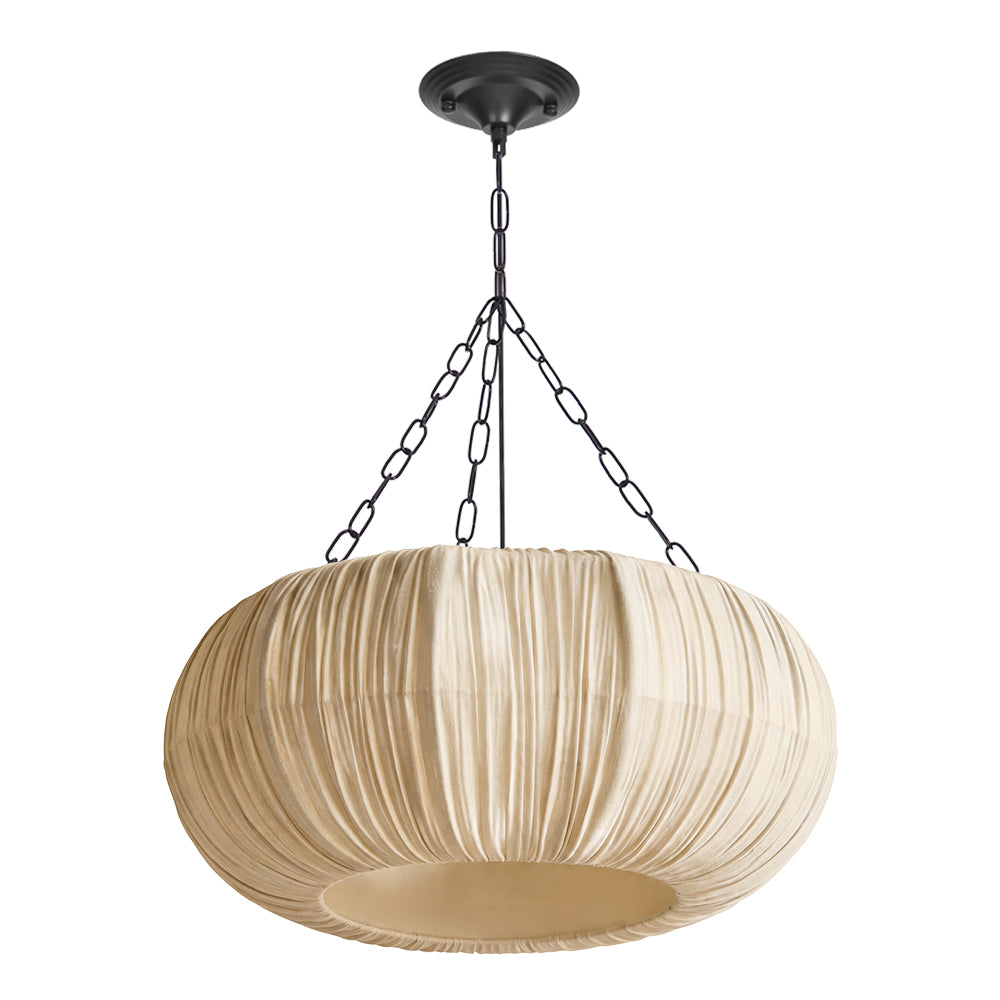French Vintage Pleated Fabric Pendant Minimalist Linen Chandelier
