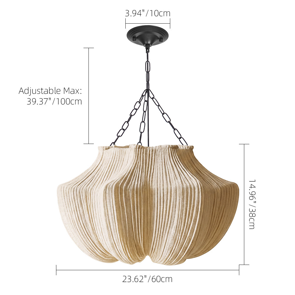 Pleated Linen Pendant Light French Vintage Fabric Chandelier