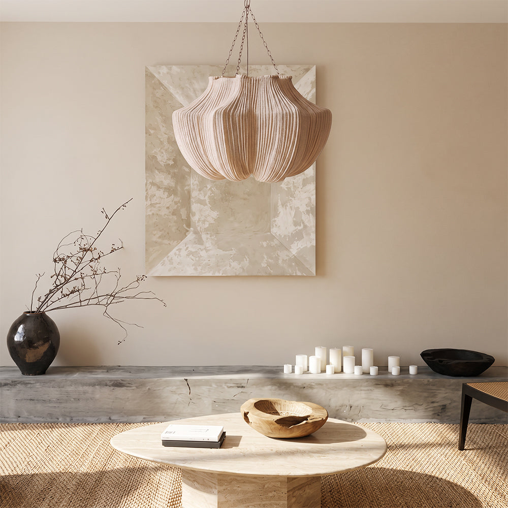 Pleated Linen Pendant Light French Vintage Fabric Chandelier