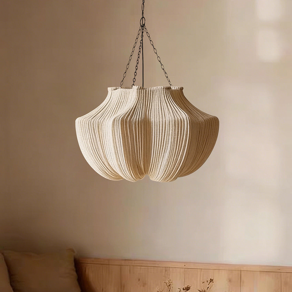 Pleated Linen Pendant Light French Vintage Fabric Chandelier