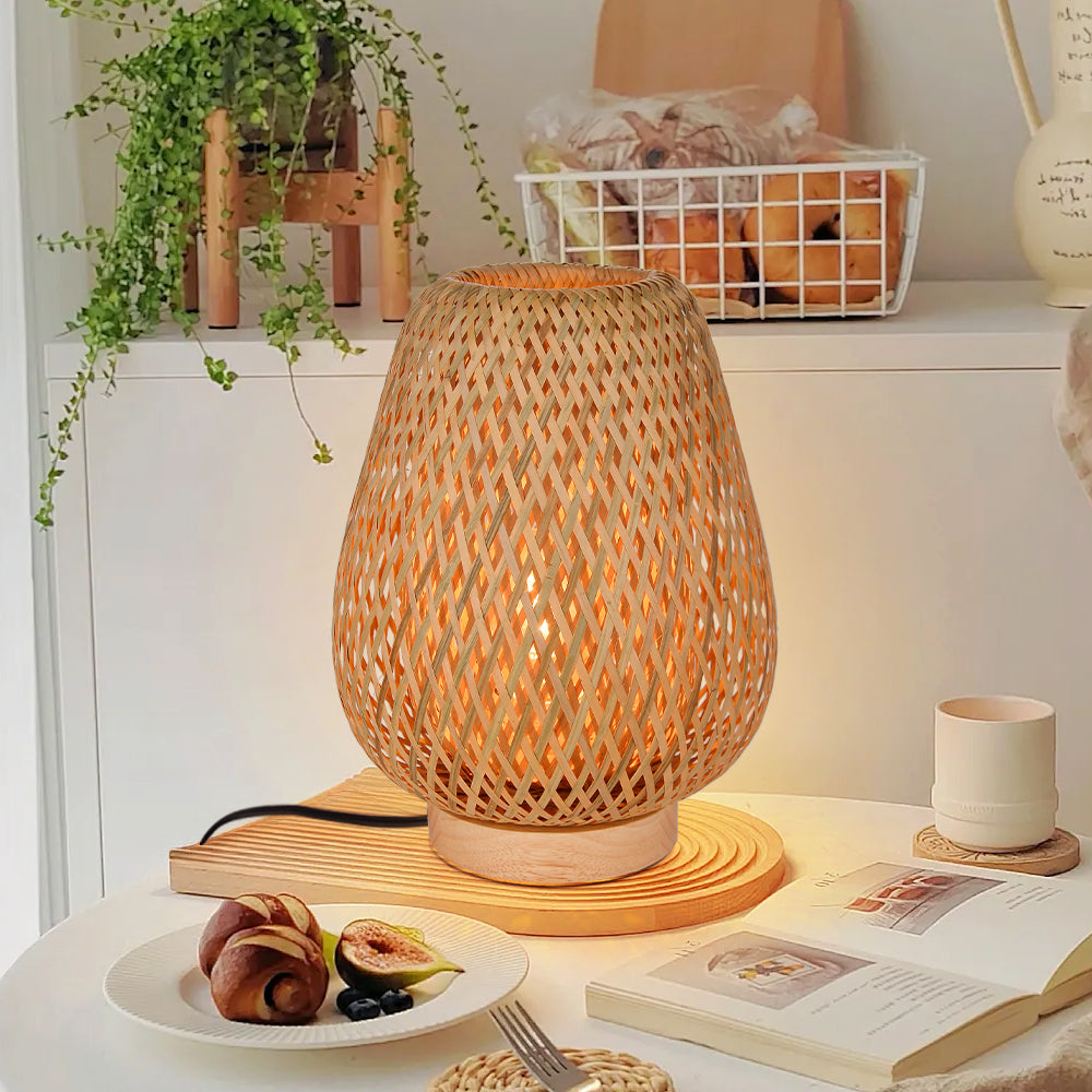 Bamboo Desk Lamp Reading Light Wood Bedside Table Lamps