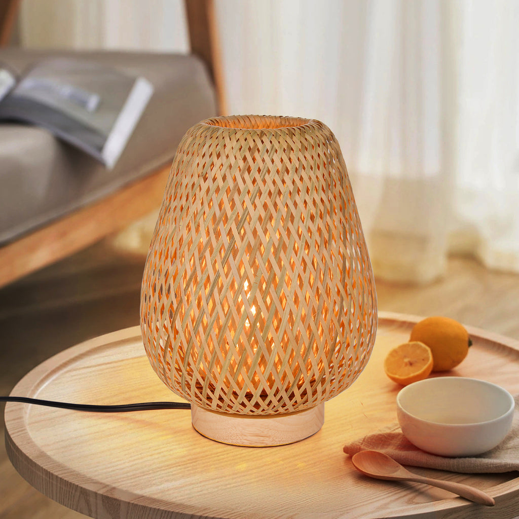 Bamboo Desk Lamp Reading Light Wood Bedside Table Lamps