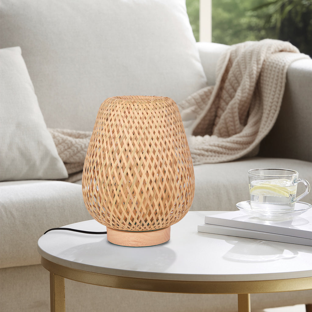 Bamboo Desk Lamp Reading Light Wood Bedside Table Lamps
