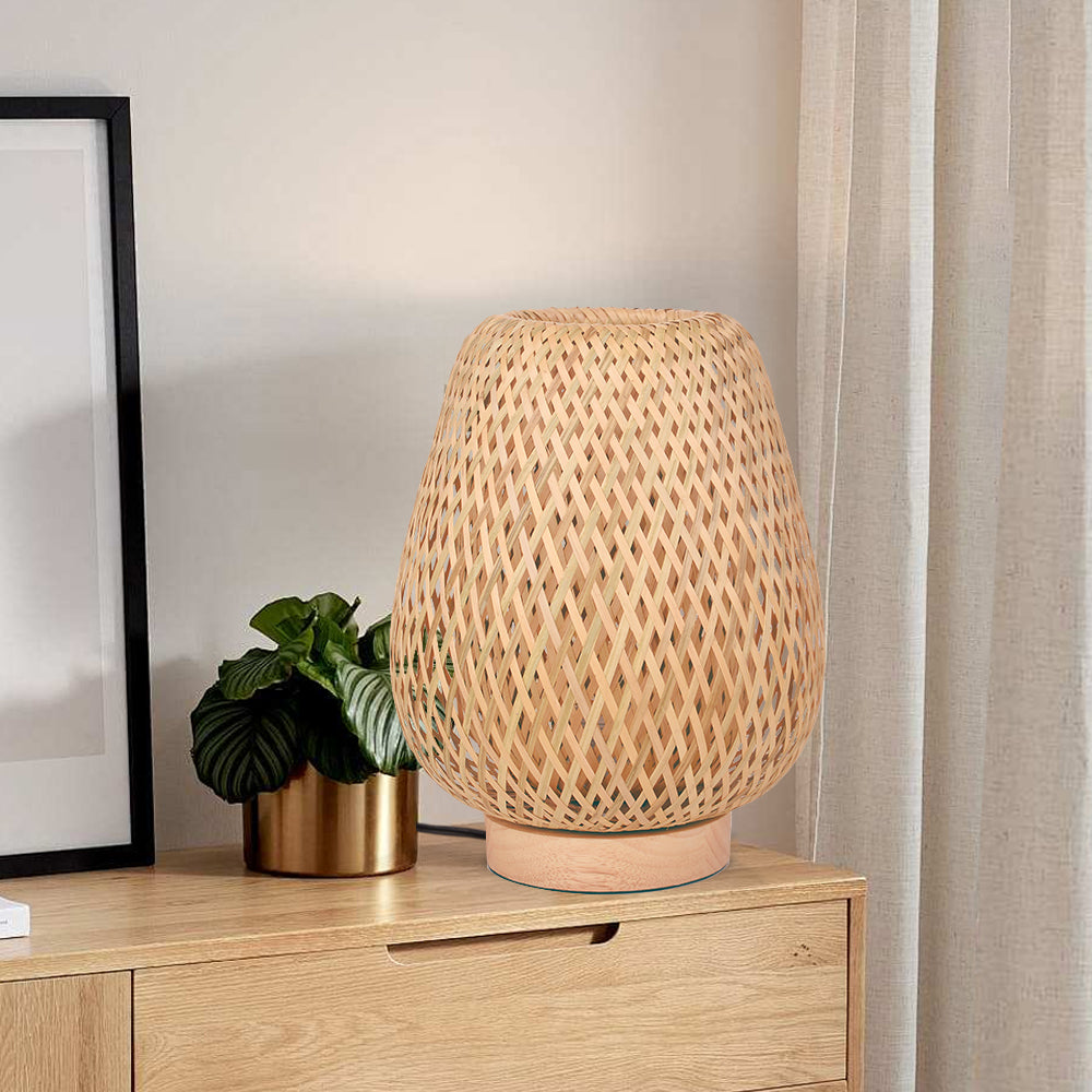 Bamboo Desk Lamp Reading Light Wood Bedside Table Lamps