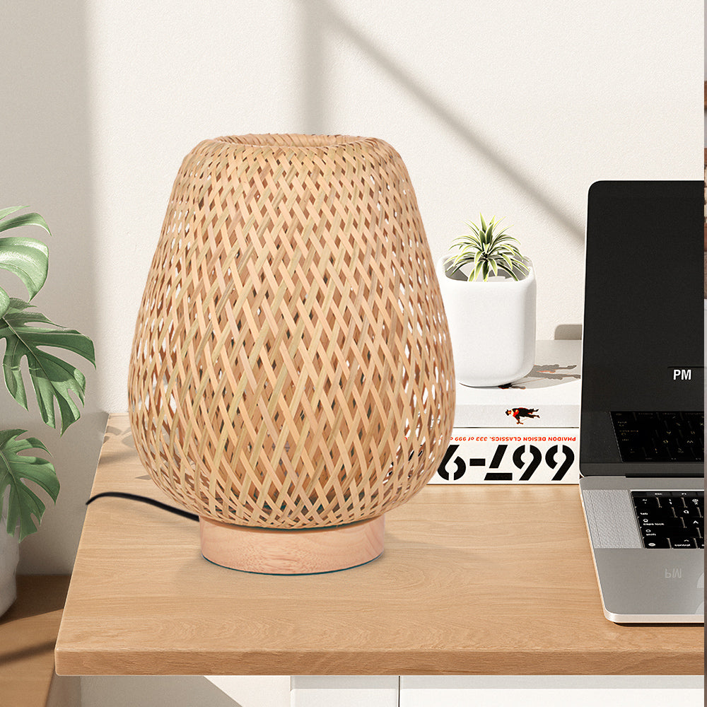 Bamboo Desk Lamp Reading Light Wood Bedside Table Lamps
