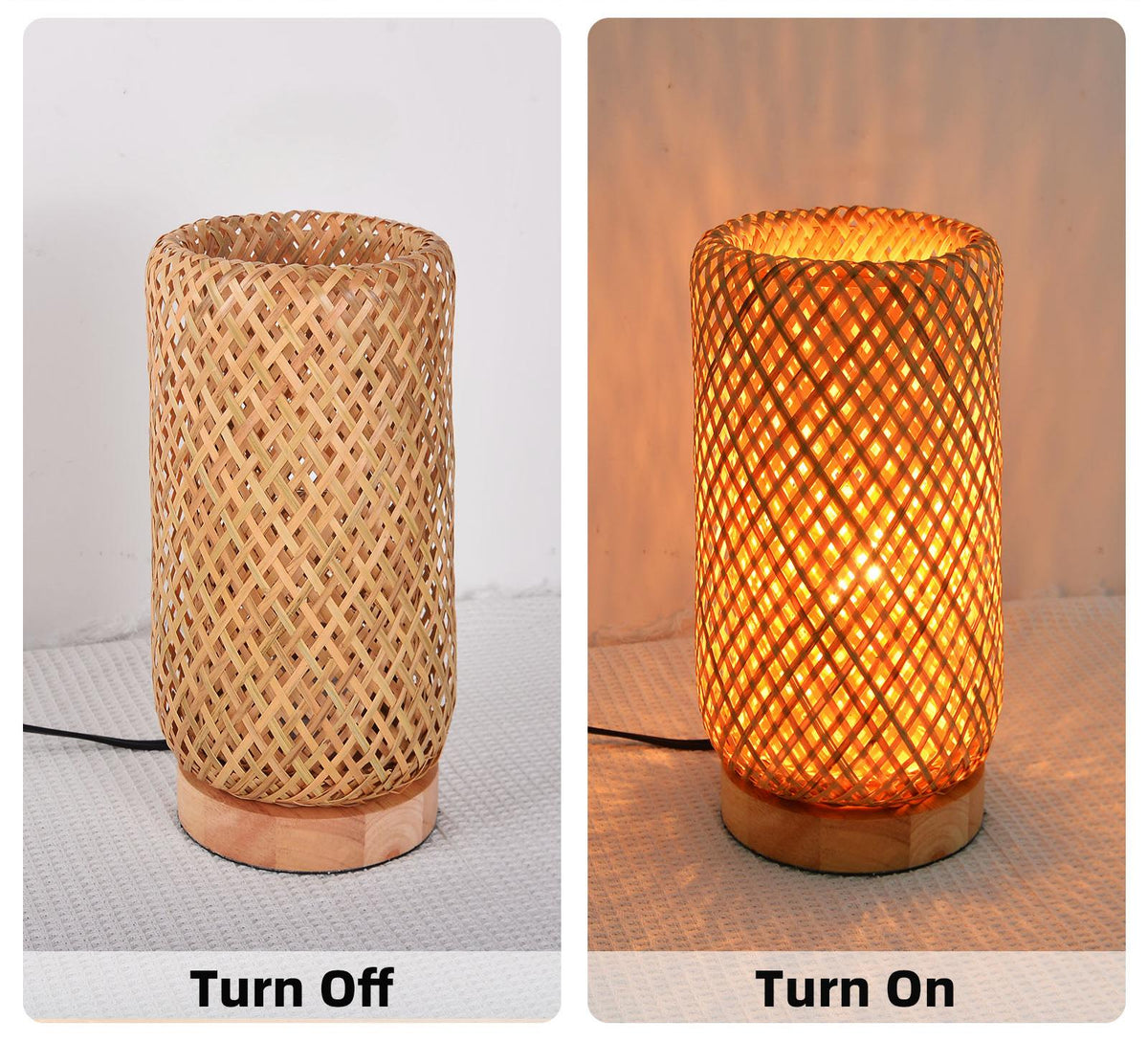 Bamboo Woven Bedside Lamp Boho Rattan Table Lamp