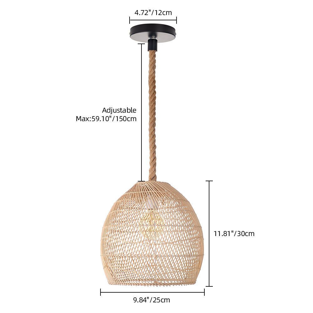 Natural Woven Rattan Ceiling Lamp Living Room Boho Pendant Light