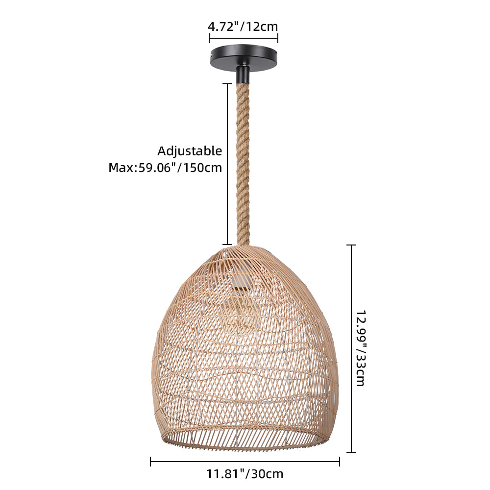 Natural Woven Rattan Ceiling Lamp Living Room Boho Pendant Light