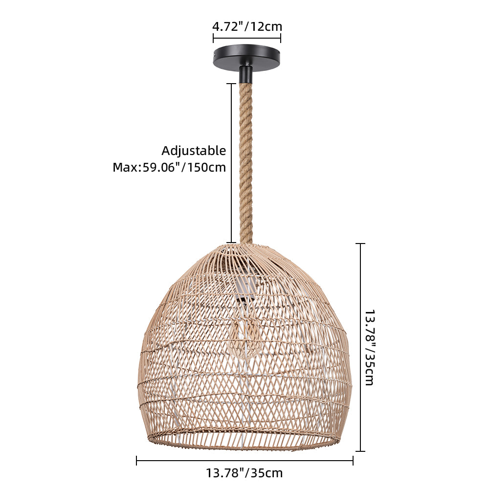 Natural Woven Rattan Ceiling Lamp Living Room Boho Pendant Light