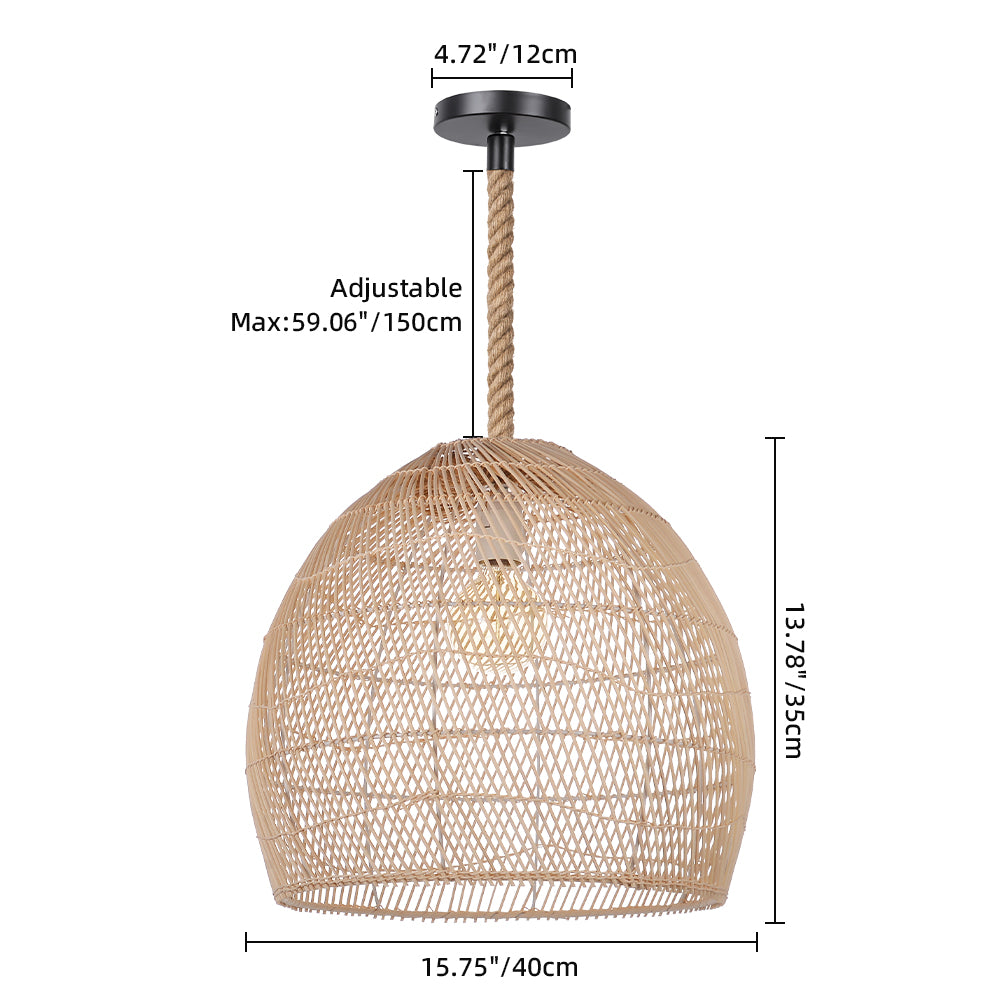 Natural Woven Rattan Ceiling Lamp Living Room Boho Pendant Light