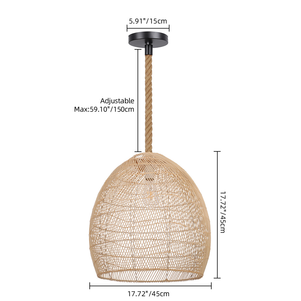 Natural Woven Rattan Ceiling Lamp Living Room Boho Pendant Light