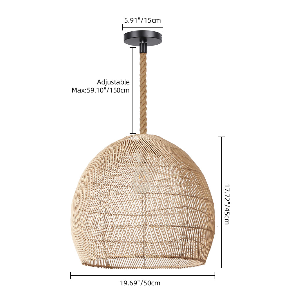 Natural Woven Rattan Ceiling Lamp Living Room Boho Pendant Light