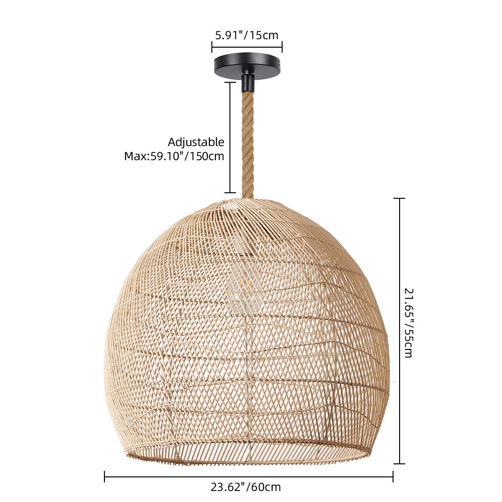 Natural Woven Rattan Ceiling Lamp Living Room Boho Pendant Light