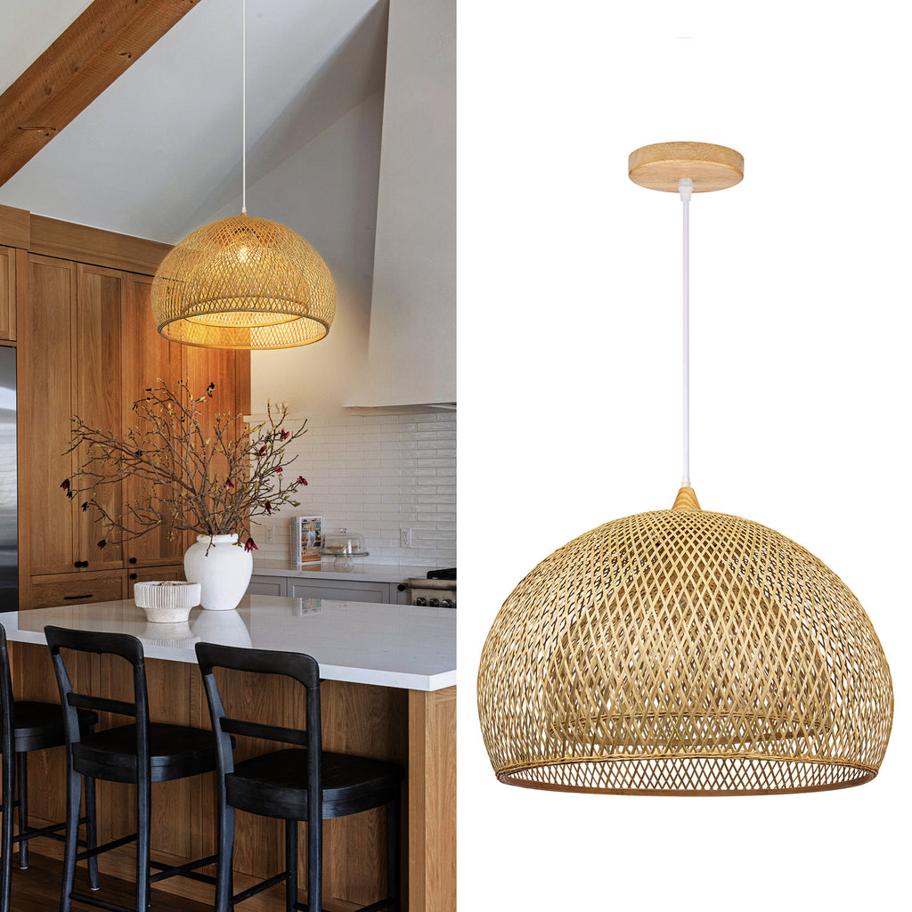Japanese Handwoven Dining Room Light Bamboo Pendant Lamp