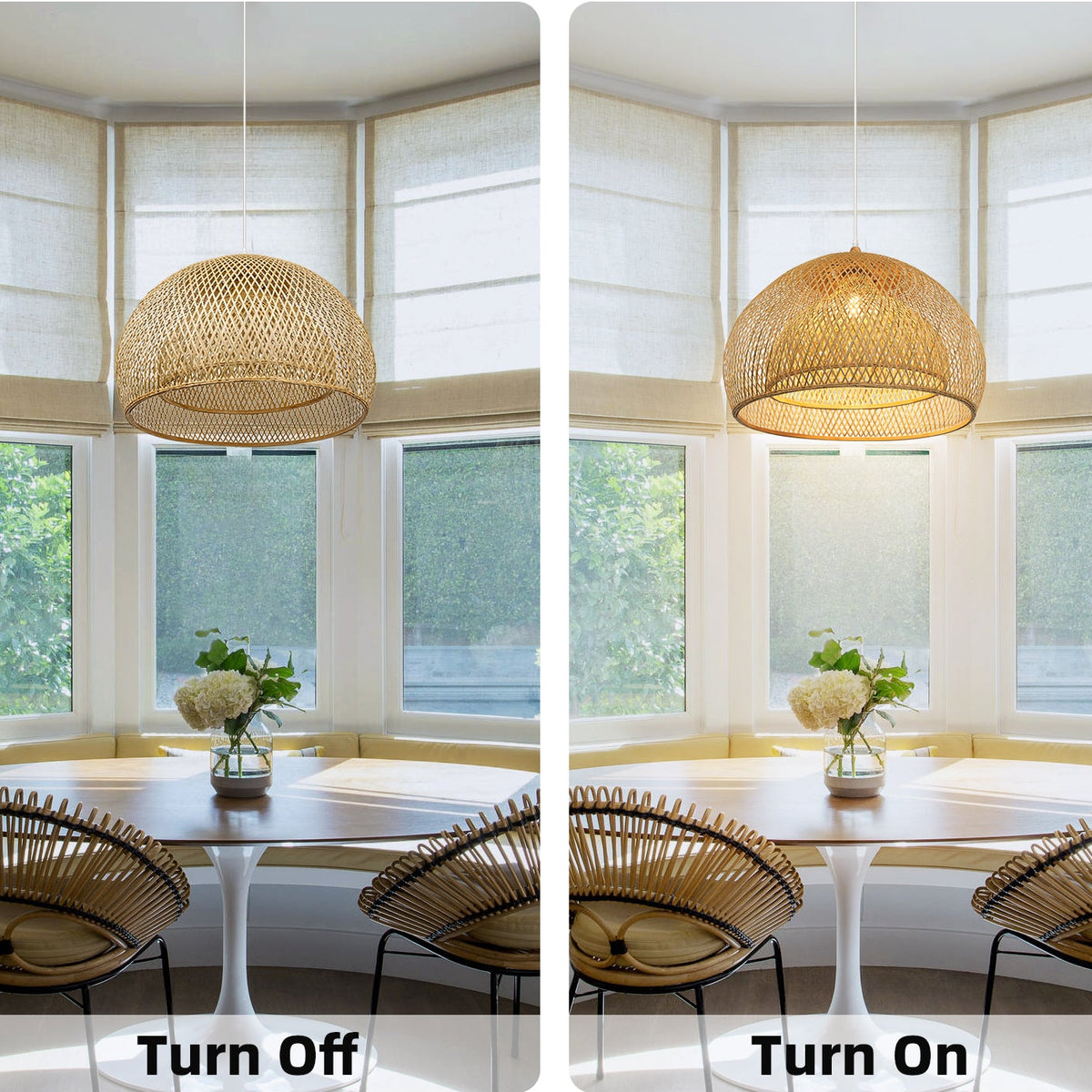 Japanese Handwoven Dining Room Light Bamboo Pendant Lamp