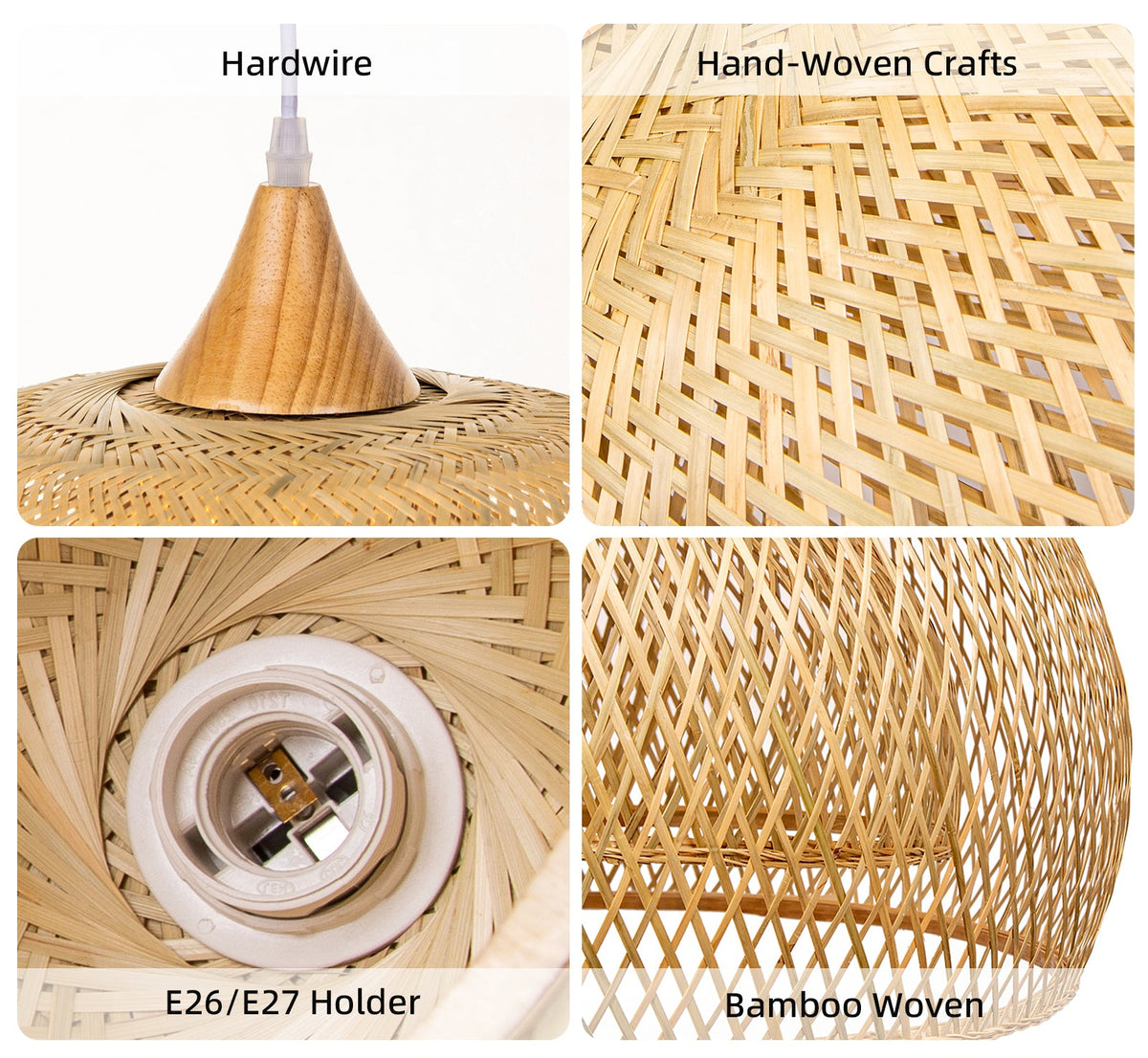 Japanese Handwoven Dining Room Light Bamboo Pendant Lamp