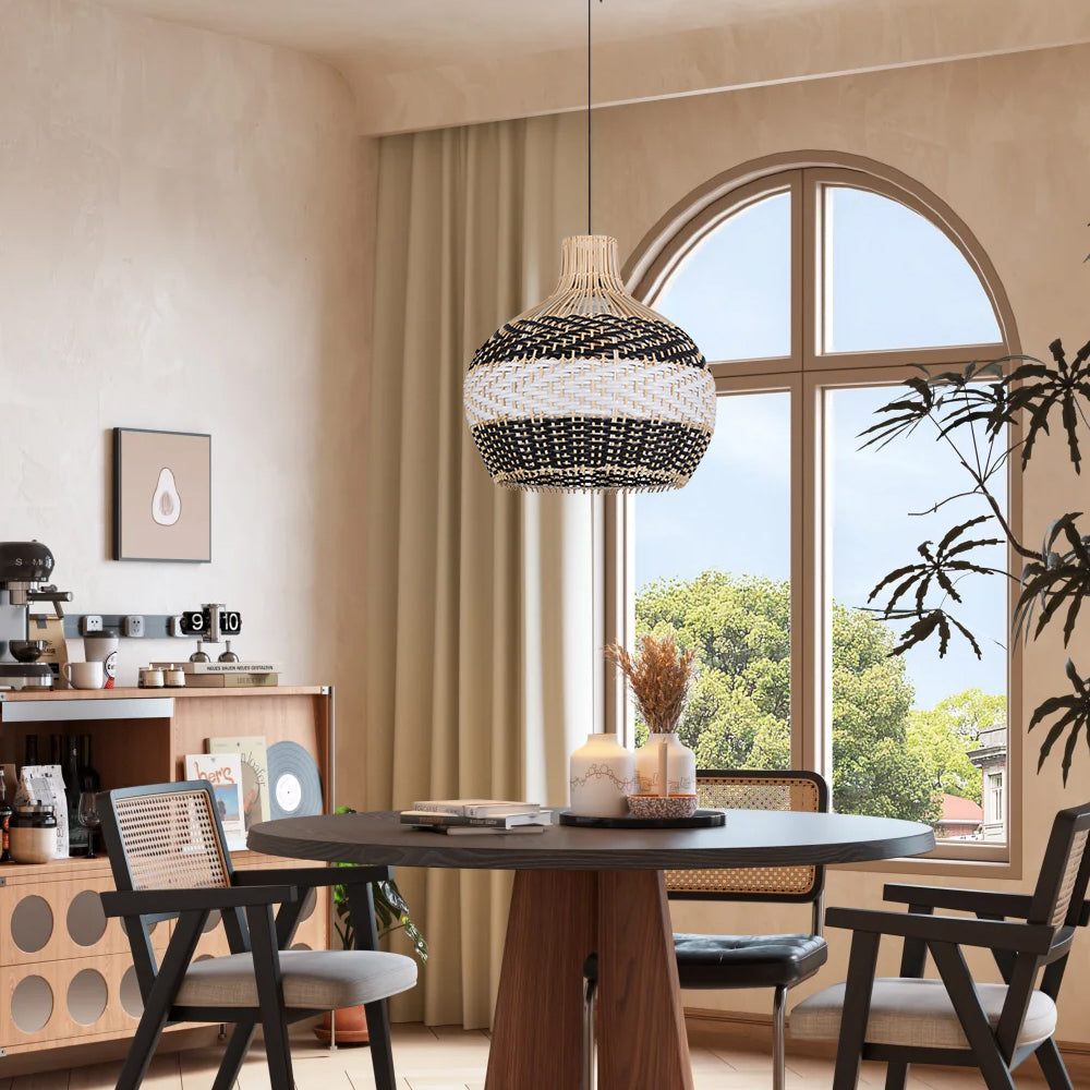 Resort-Style Rattan Chandelier Large Living Room Pendant Light