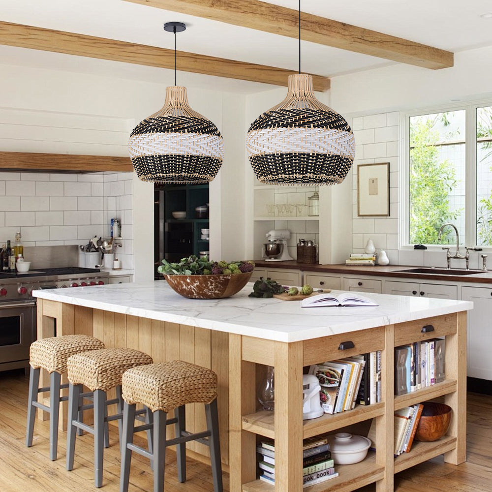 Resort-Style Rattan Chandelier Large Living Room Pendant Light