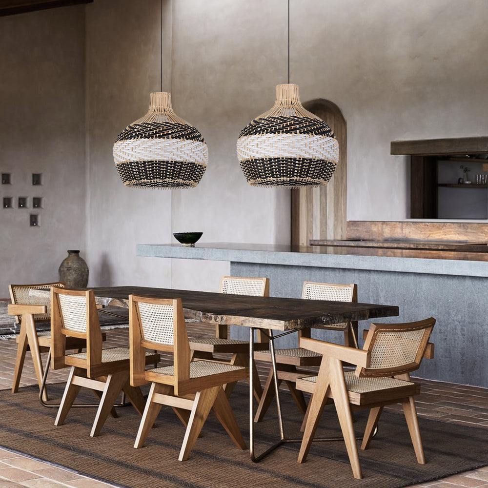 Resort-Style Rattan Chandelier Large Living Room Pendant Light