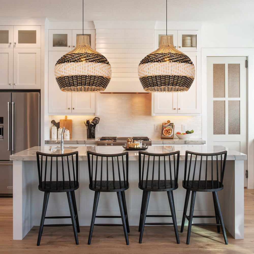 Resort-Style Rattan Chandelier Large Living Room Pendant Light