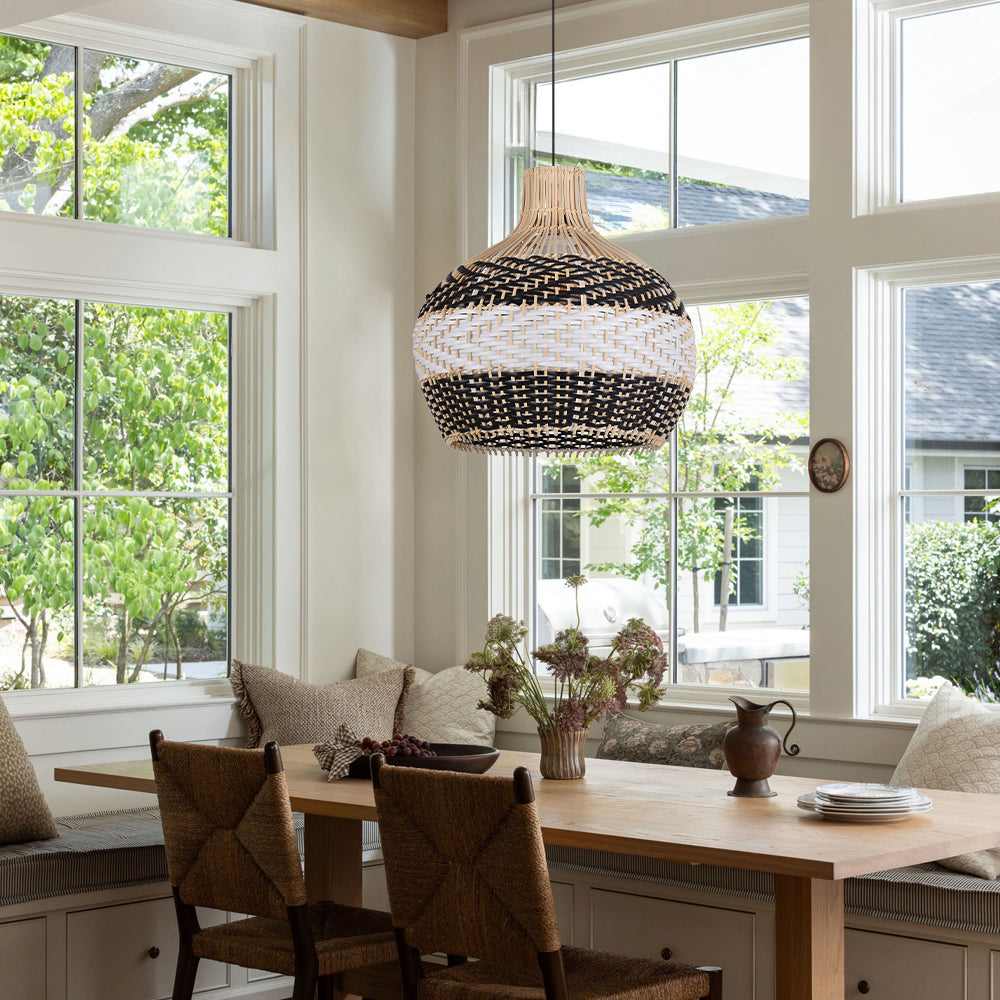 Resort-Style Rattan Chandelier Large Living Room Pendant Light
