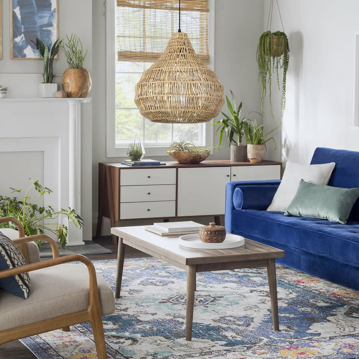 Boho Chandelier Seagrass Pendant Light Shades for Dining Room