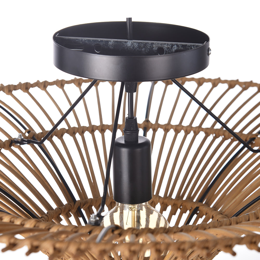 Large Rattan Pendant Light Ceiling Lampshade Wabi-sabi Chandelier