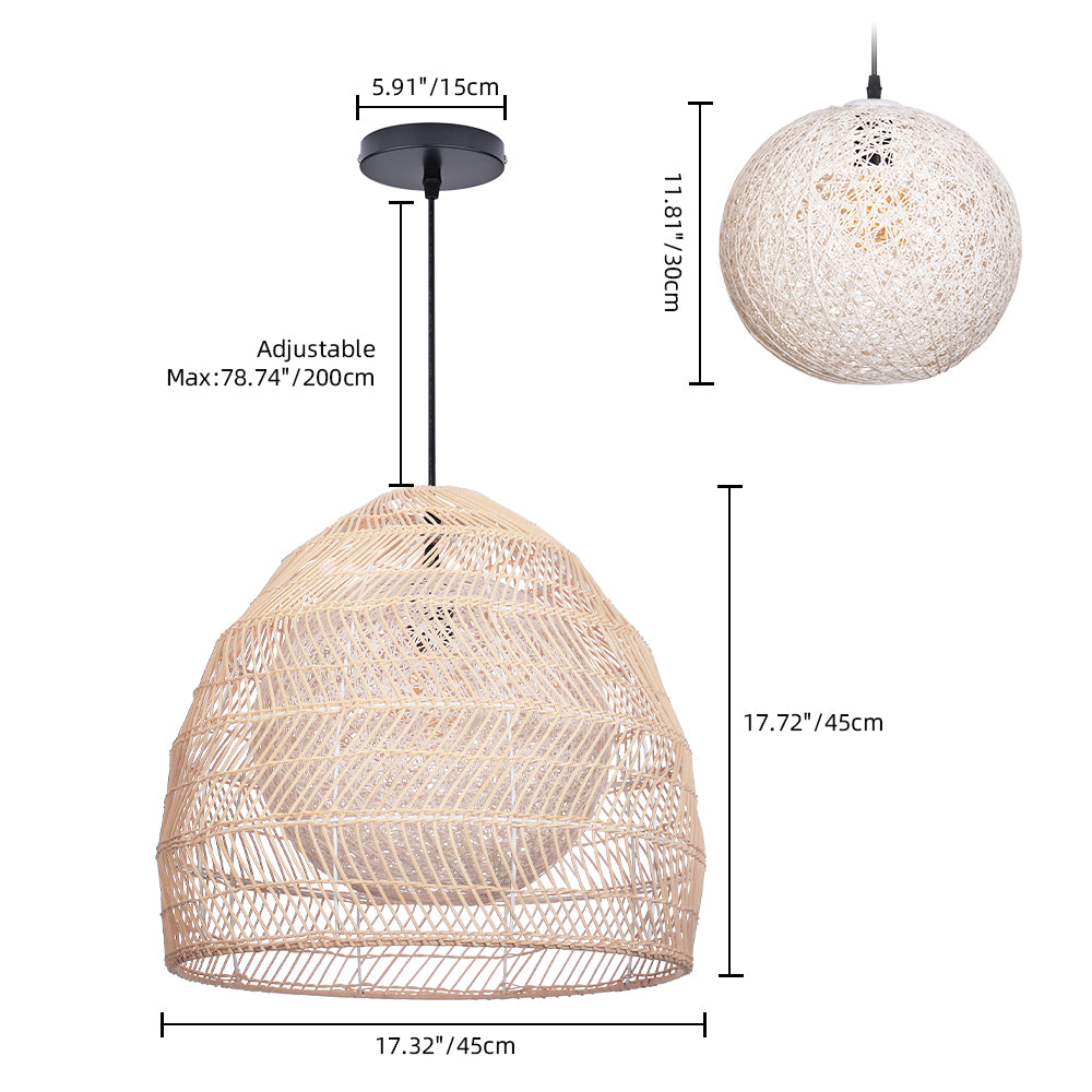 Boho Rattan Chandelier Natural Woven Basket Pendant Light