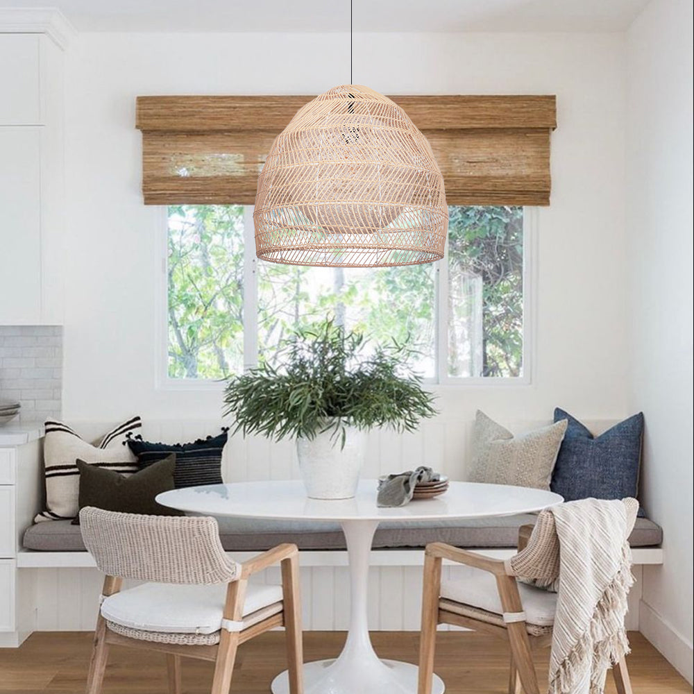 Boho Rattan Chandelier Natural Woven Basket Pendant Light