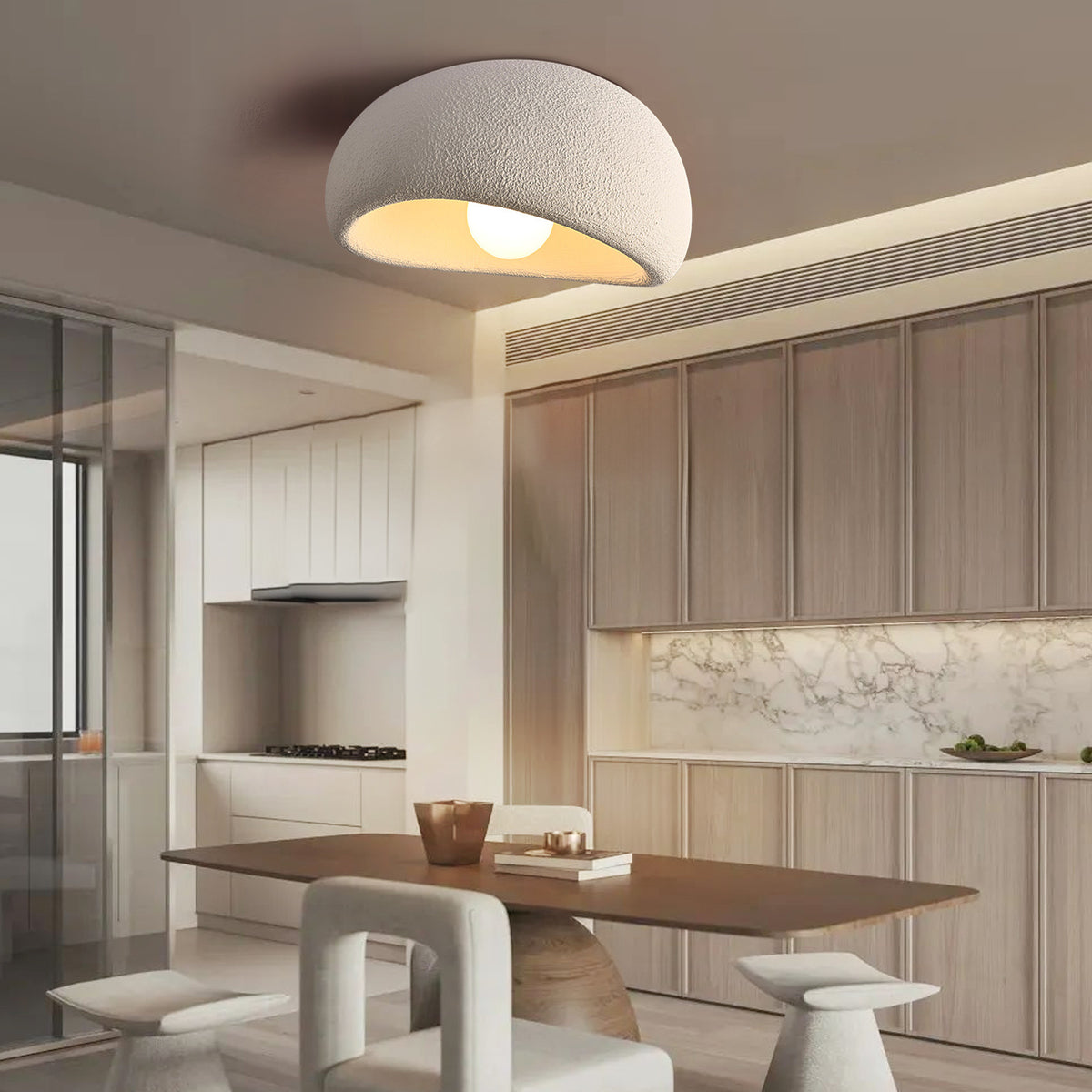 Wabi-Sabi Resin Ceiling Lamp for Japandi Bedroom Lighting
