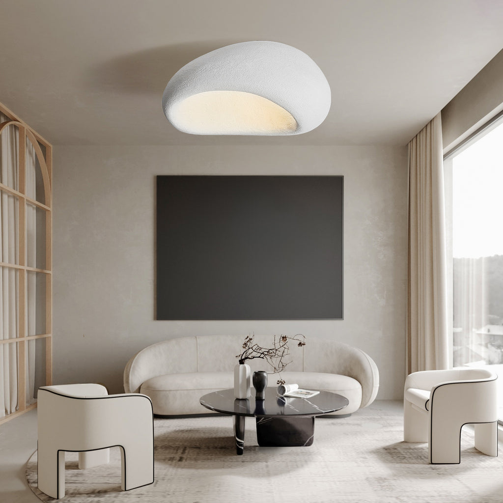 Wabi-Sabi Resin Ceiling Lamp for Japandi Bedroom Lighting