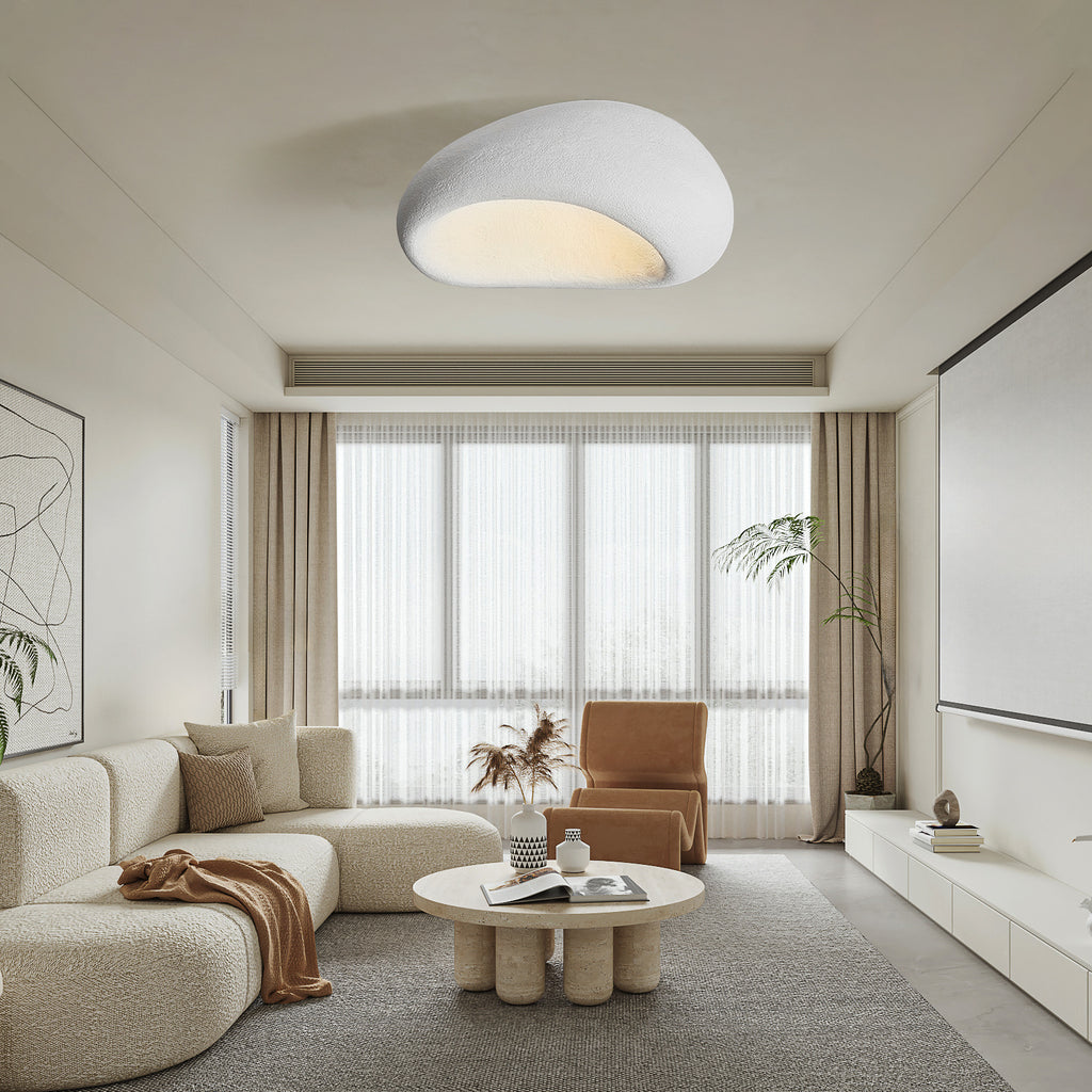 Wabi-Sabi Resin Ceiling Lamp for Japandi Bedroom Lighting