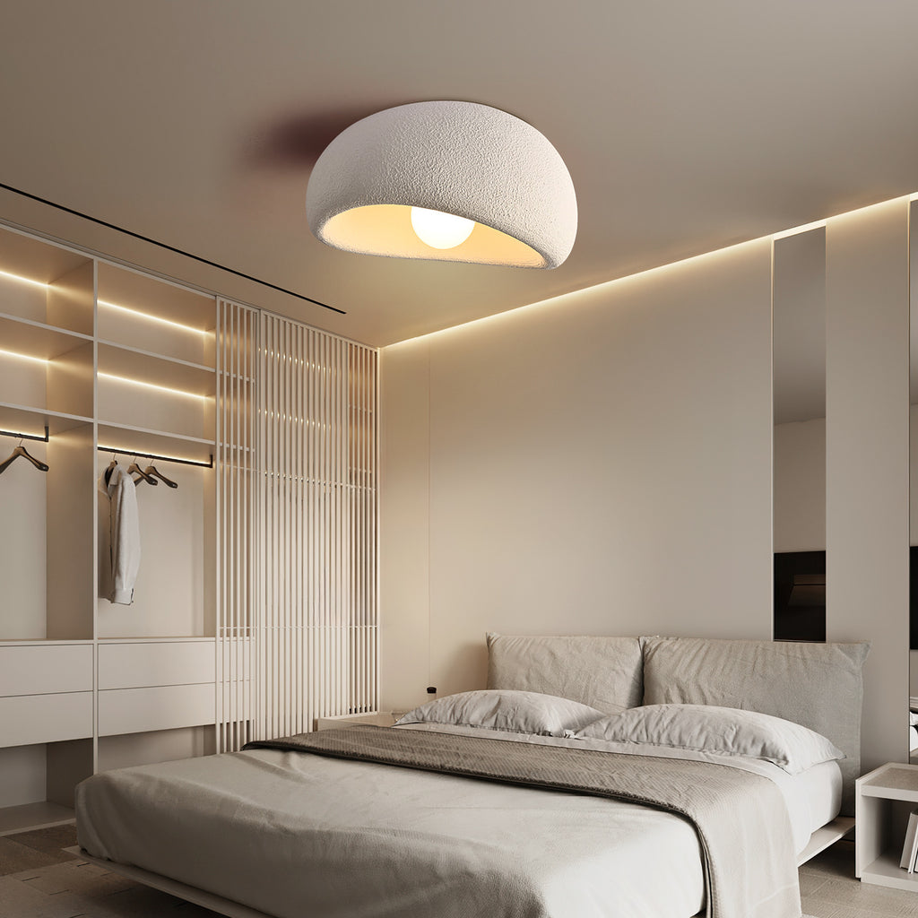 Wabi-Sabi Resin Ceiling Lamp for Japandi Bedroom Lighting
