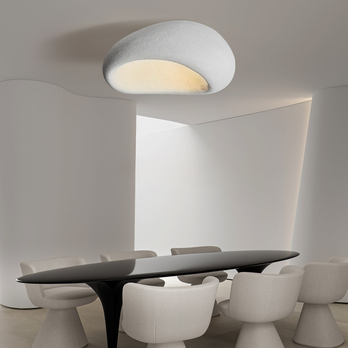 Wabi-Sabi Resin Ceiling Lamp for Japandi Bedroom Lighting