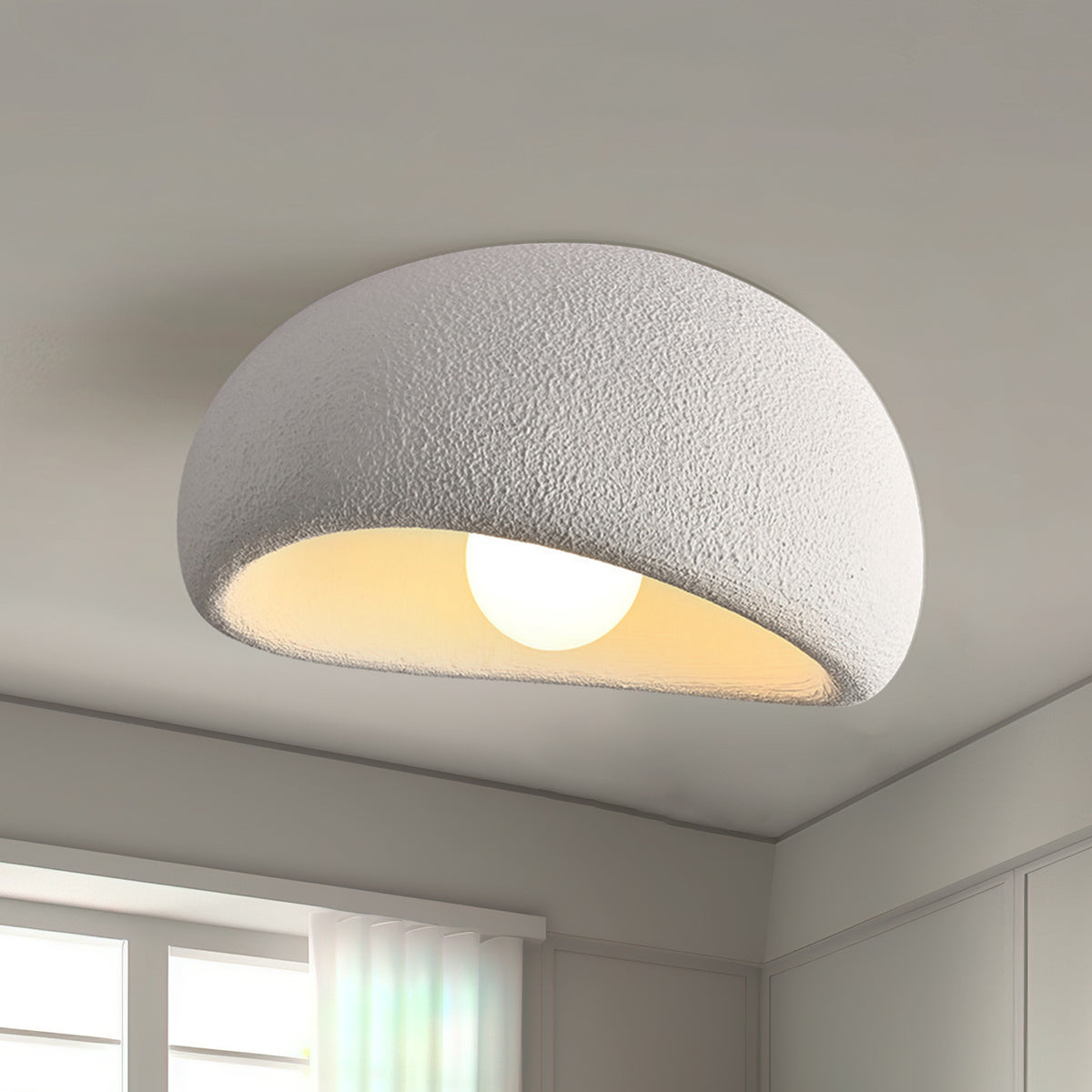 Wabi-Sabi Resin Ceiling Lamp for Japandi Bedroom Lighting
